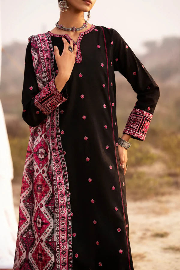 Black Three-Piece Khaddar