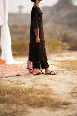 Black Three-Piece Khaddar