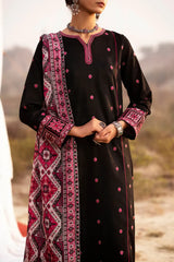 Black Three-Piece Khaddar