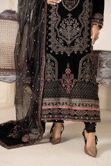 3-Pc Embroidered Black Suit