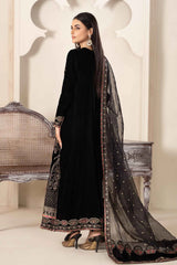 3-Pc Embroidered Black Suit